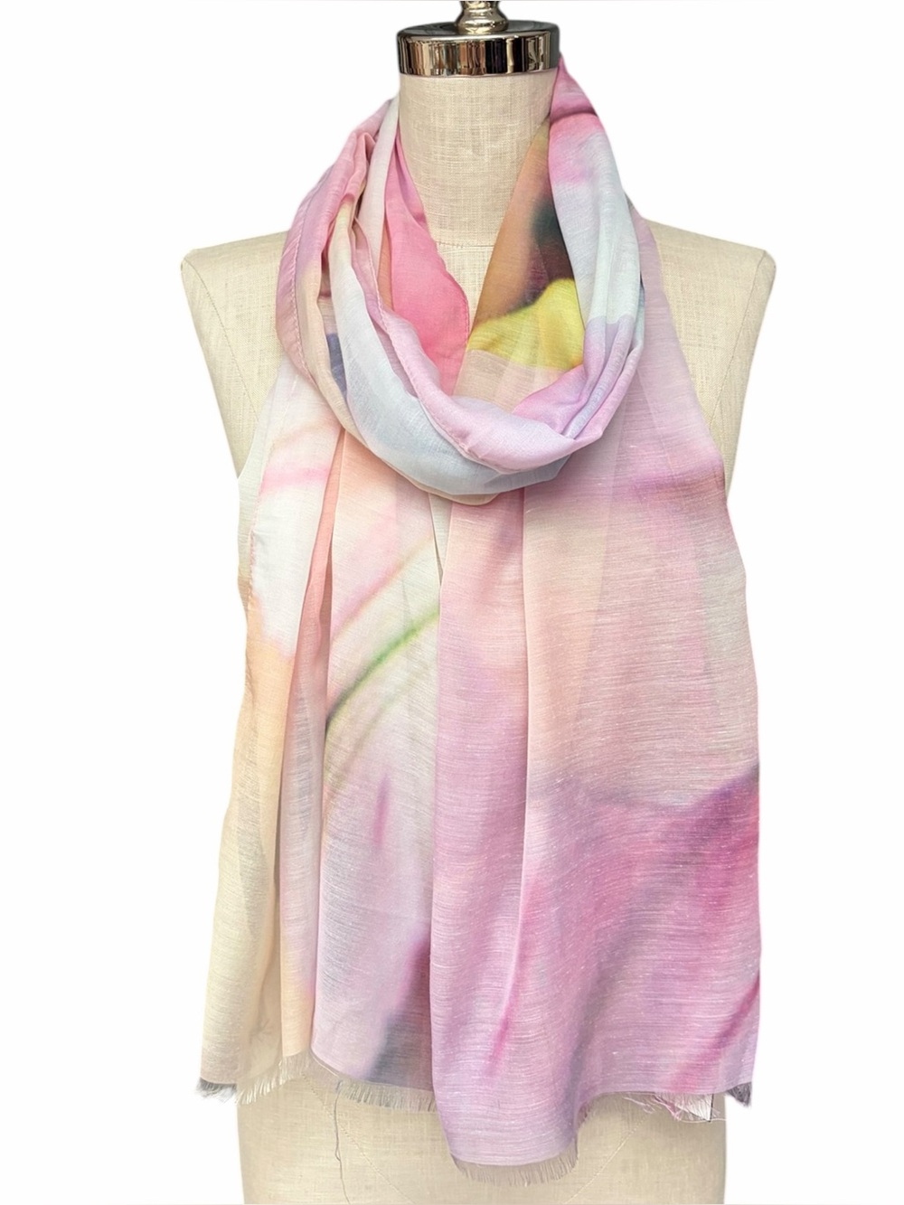 Echo Abstract Floral Oversized Scarf Wrap Pink Purple 80” x 20” NWT